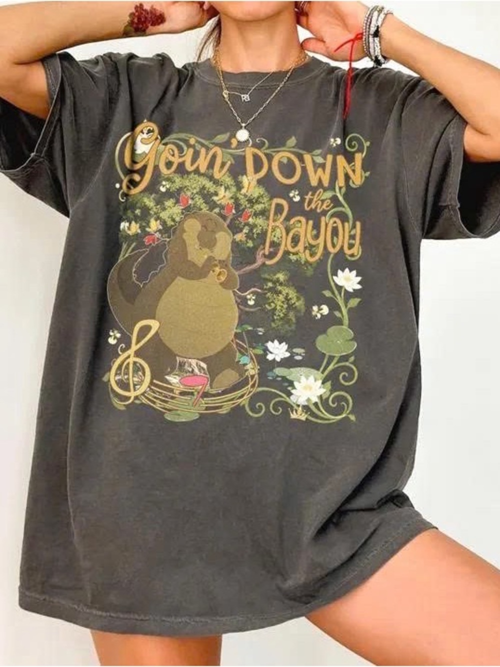 Goin' Down the Bayou Kids Graphic Tee - Charcoal